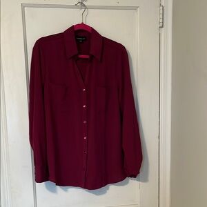 Burgundy Button-Up Blouse